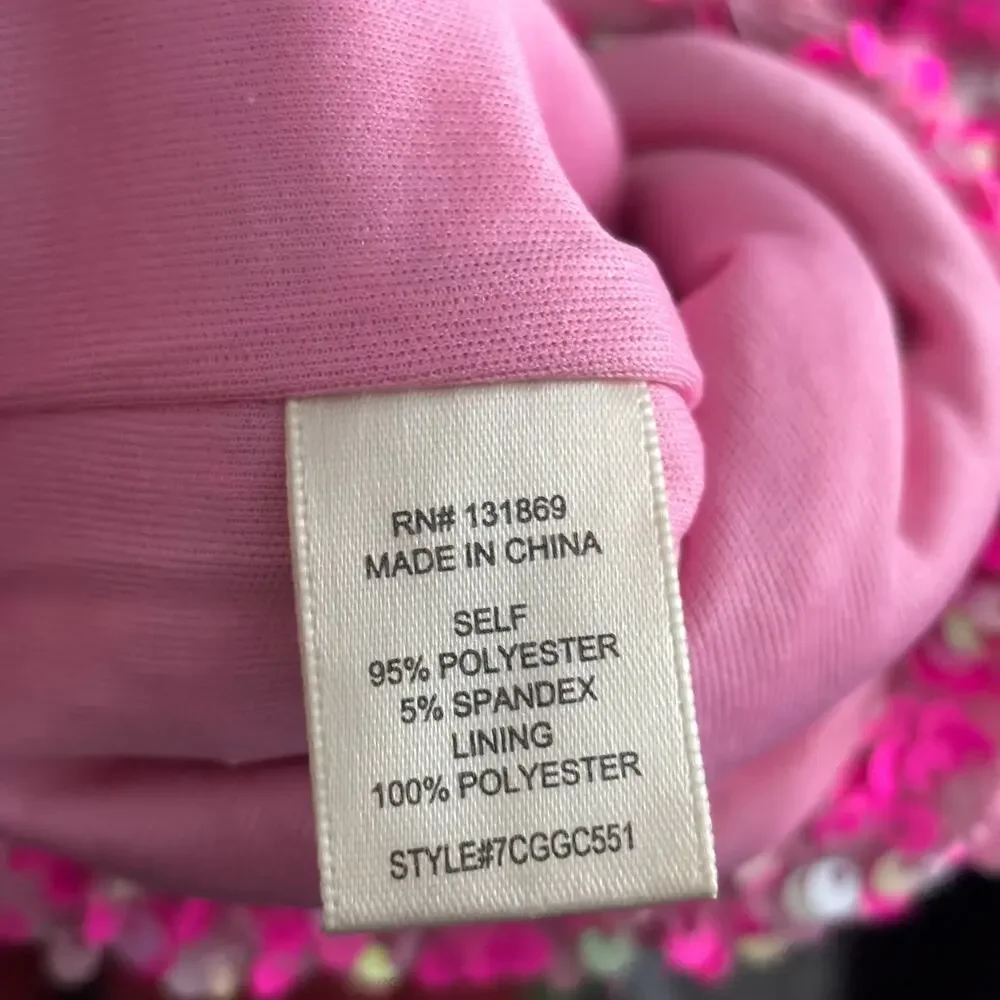 Allison & Kelly Hot Pink Sequin Mini Dress Bodycon Spaghetti Strap Party Small - Picture 8 of 12